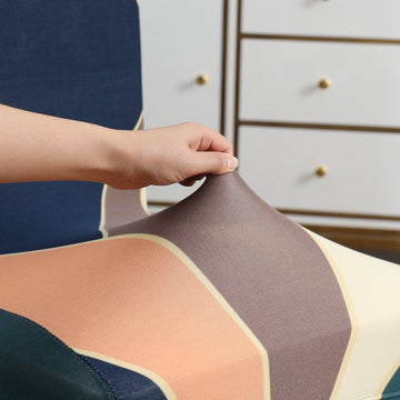 Green Peach Abstarct Print stretchable dining chair covers