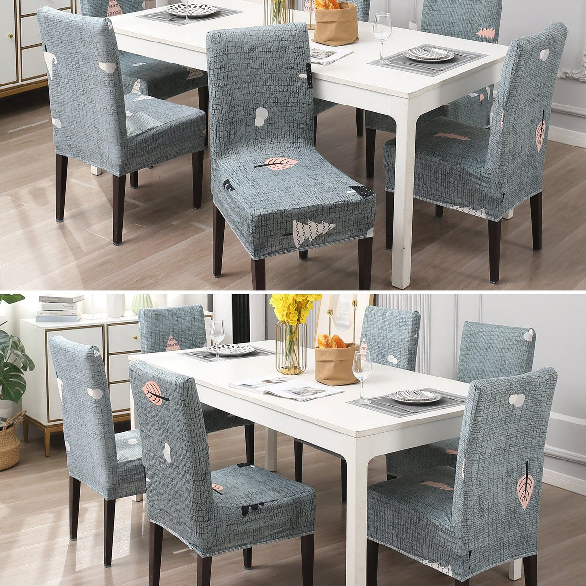 Grey Chirstmas Tree Print dining chair covers​ Set