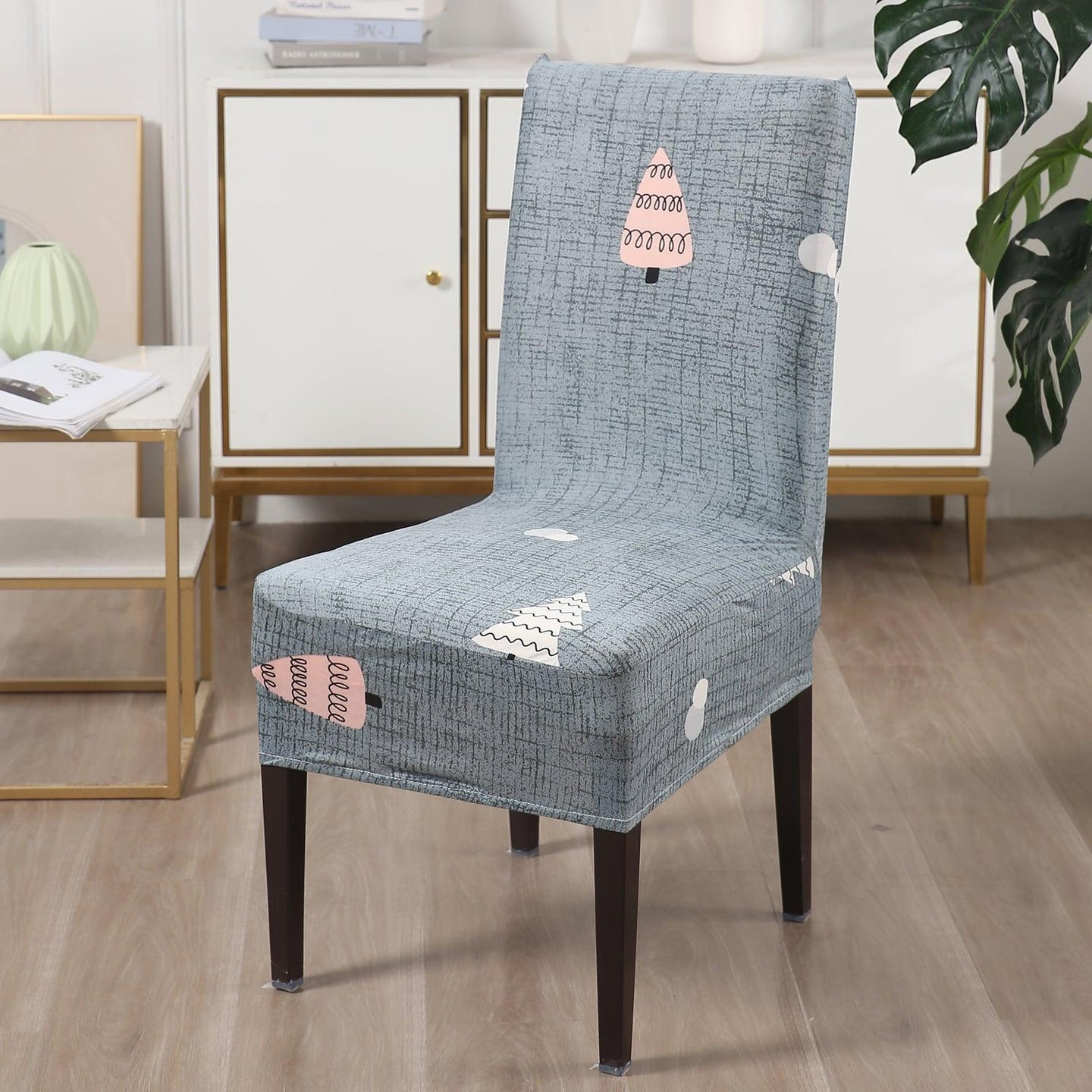 Grey Chirstmas Tree Print chair covers​ Set