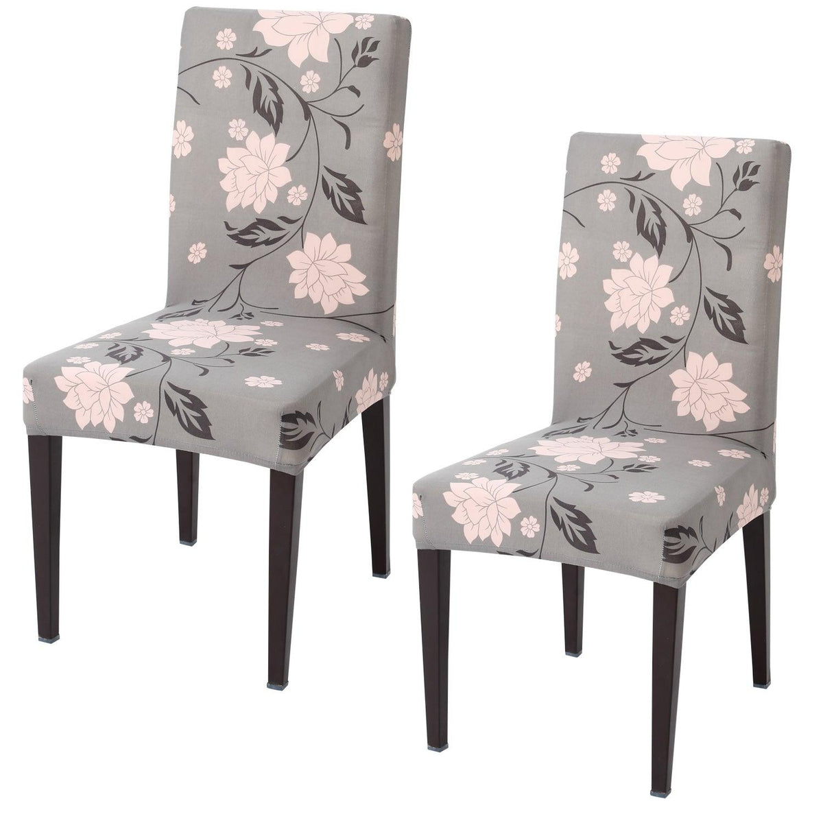 Grey Dahlia elastic chair covers set of 2