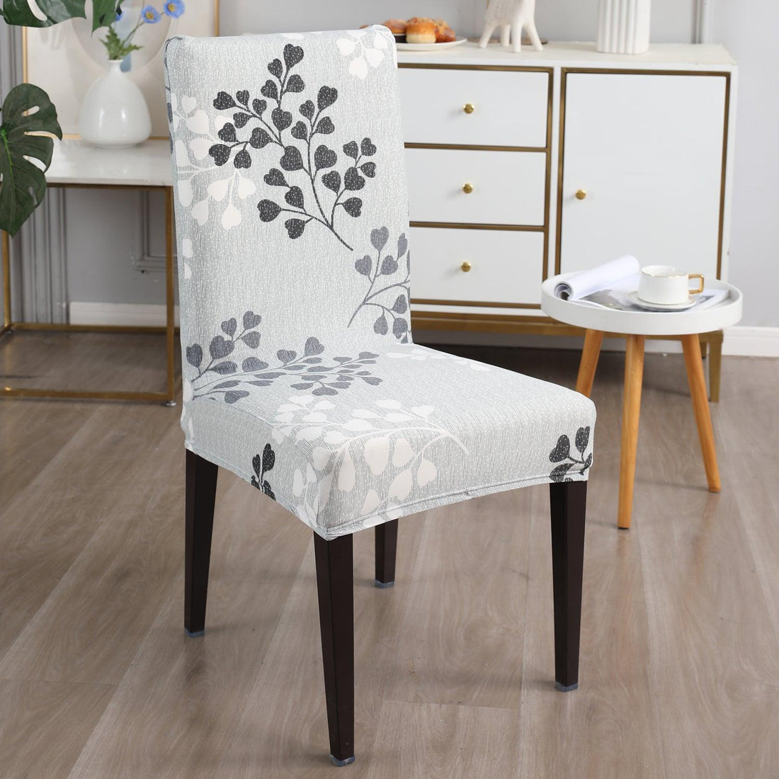 Grey Leaves Print chair covers​ Set