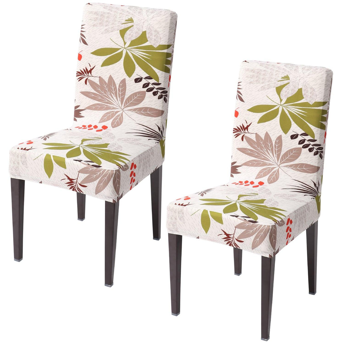 Ivory Colorful Leaves elastic chair covers set of 2