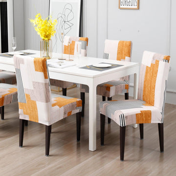 Ivory Linear lines dining table chair covers