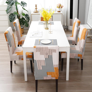 Ivory Linear lines dining chair covers​ Set