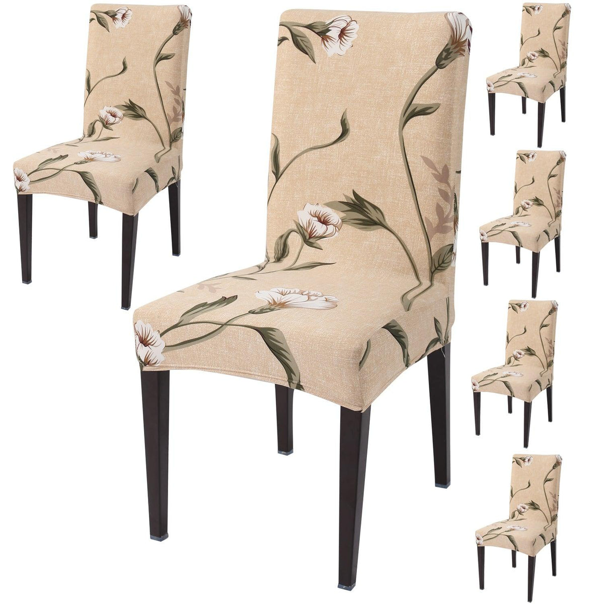Light Brown Vines print dining chair covers set of 6 | Hokipo