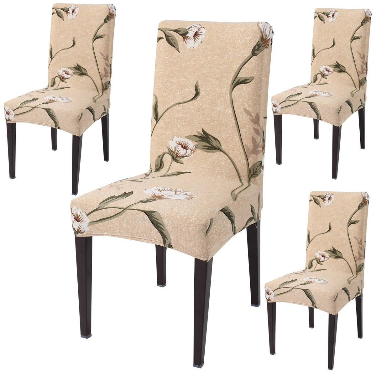 Light Brown Vines print dining chair covers set of 4 | Hokipo