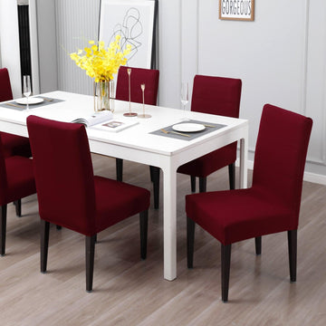 Maroon Print chair covers for dining chairs