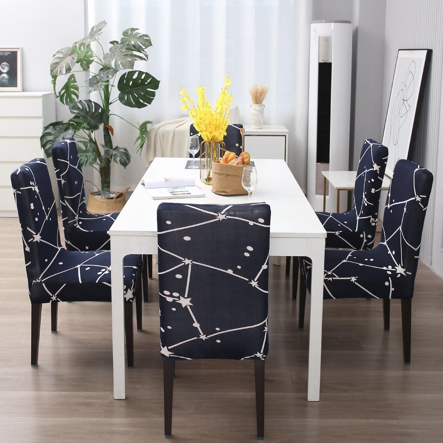 Midnight Blue dining chair cover 6 seater