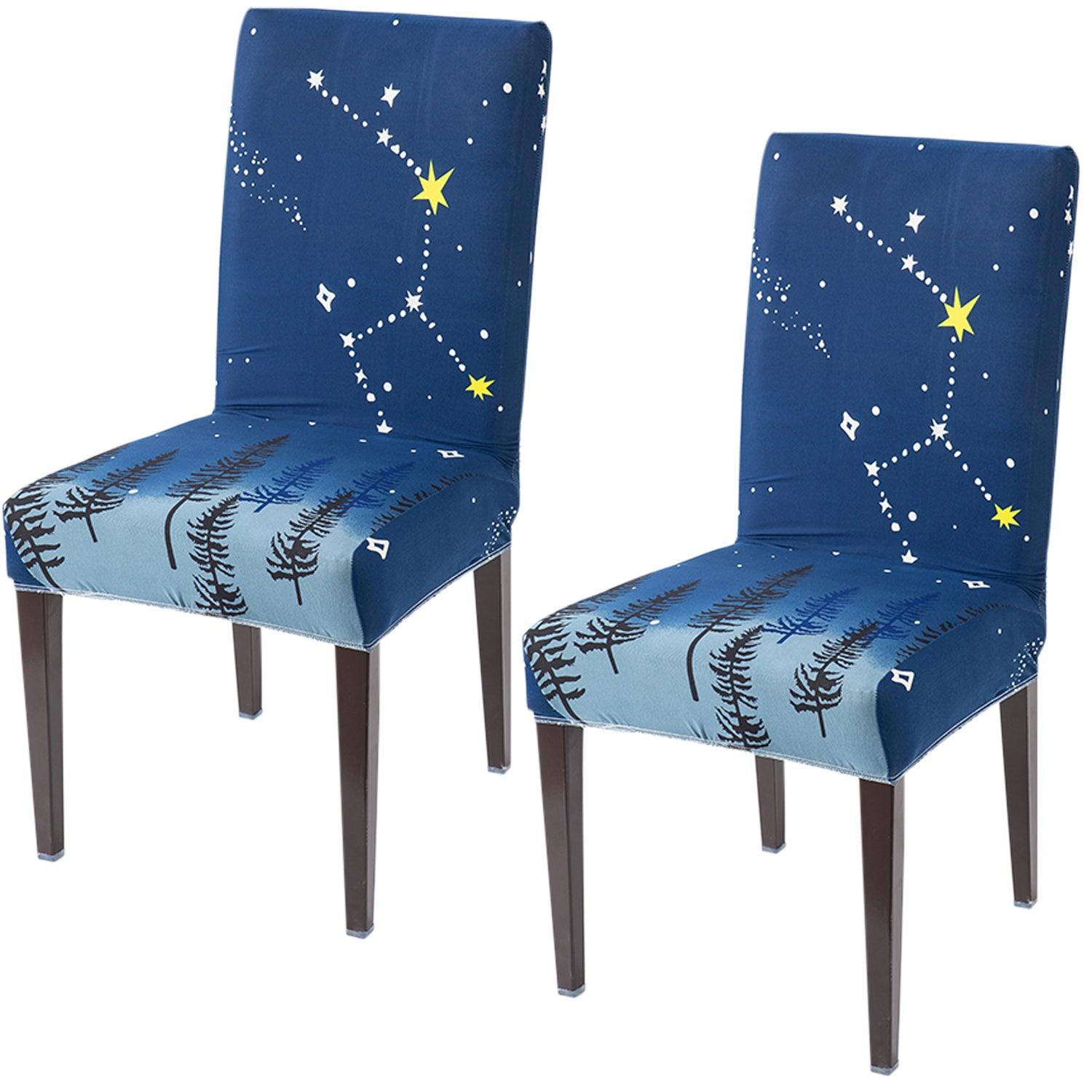 Midnight Blue Star elastic chair covers set of 2