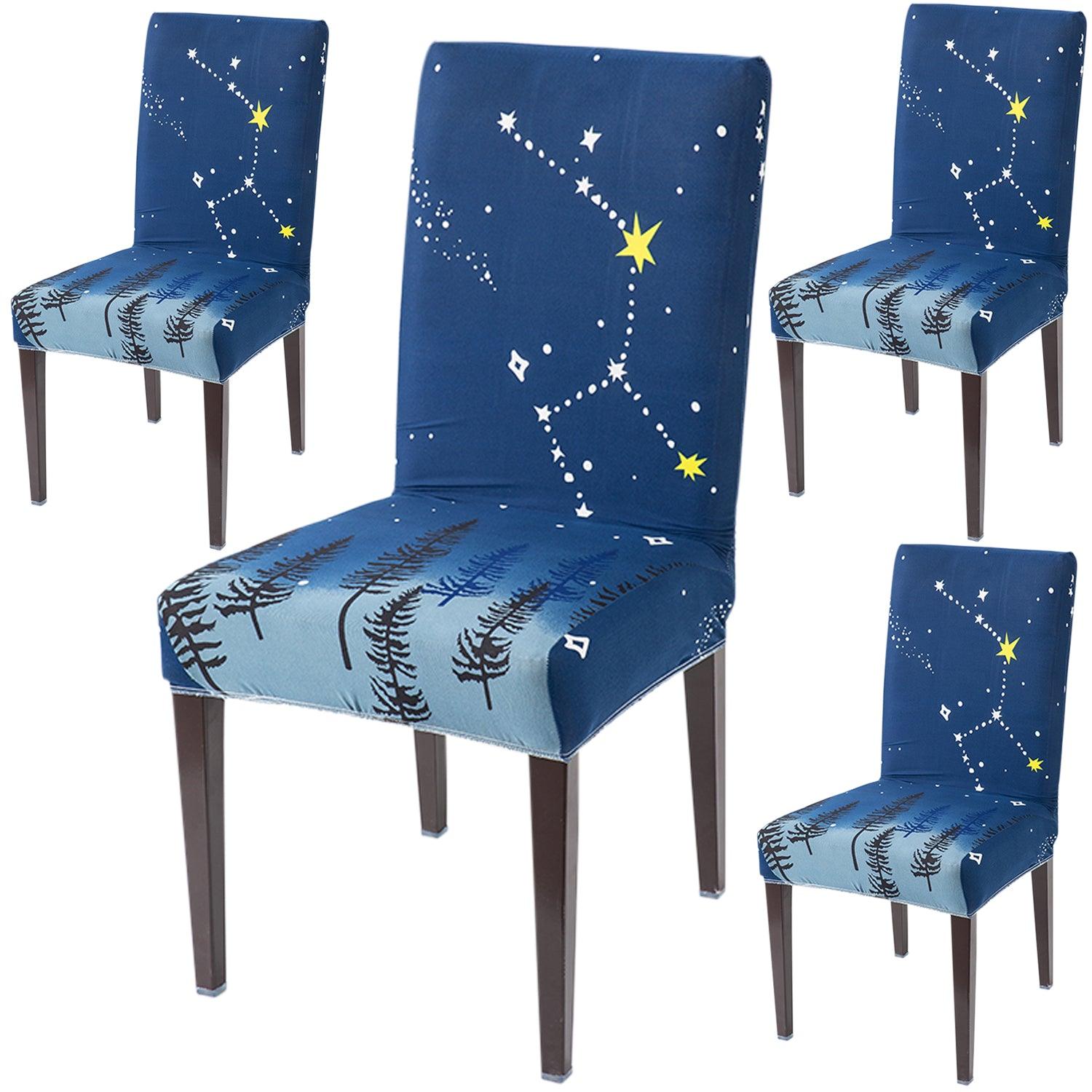 Midnight Blue Star dining chair covers set of 4