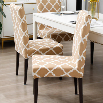 Moroccan Beige dining chair cover 6 seater