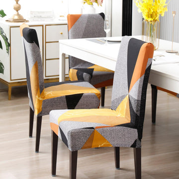 Multicolor Geometric Abstract Print elastic dining chair covers