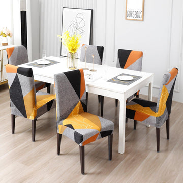 Multicolor Geometric Abstract Print dining chair cover 6 seater