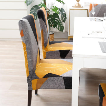 Multicolor Geometric Abstract Print dining table chair covers