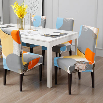 Multicolor Pebbles elastic dining chair covers
