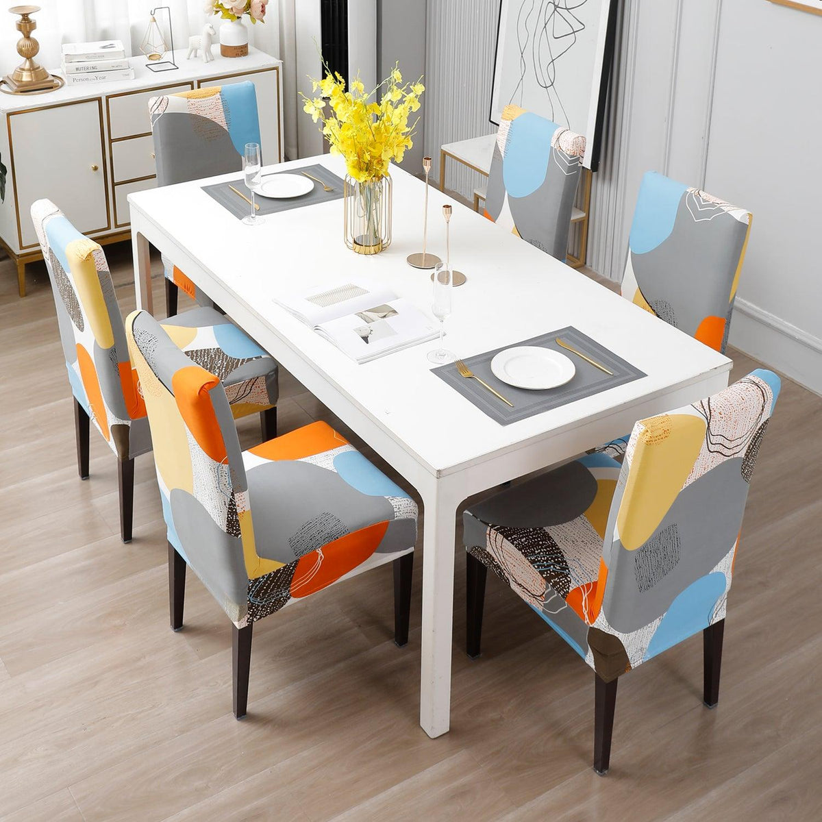 Multicolor Pebbles dining chair covers​ Set