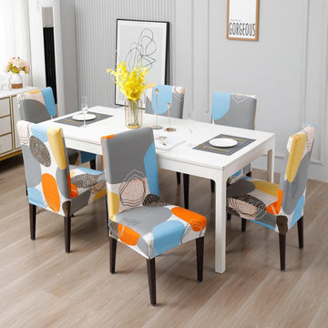 Multicolor Pebbles dining table chair covers