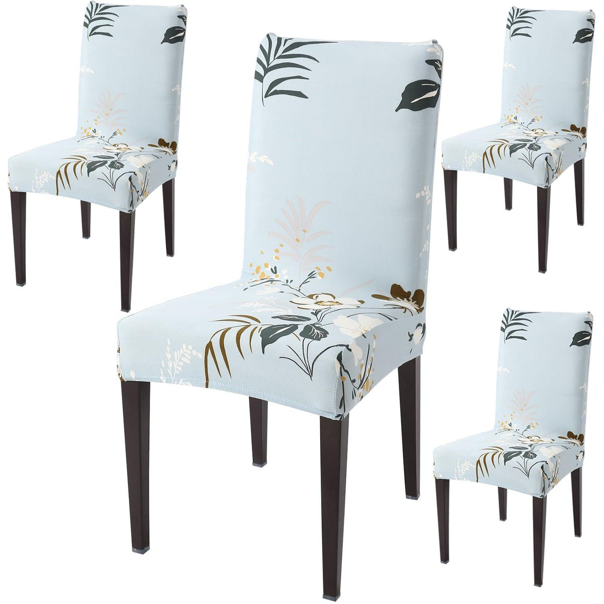 Pastel Blue Flowers dining chair covers set of 4