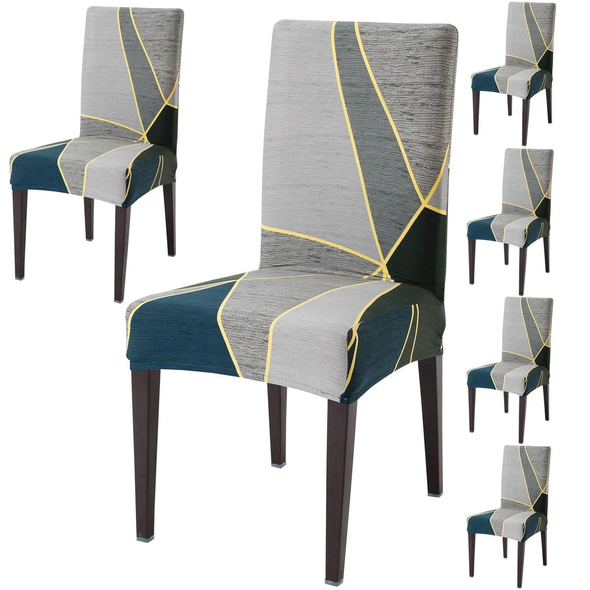 Seaweed Geometric Abstract dining chair covers set of 6