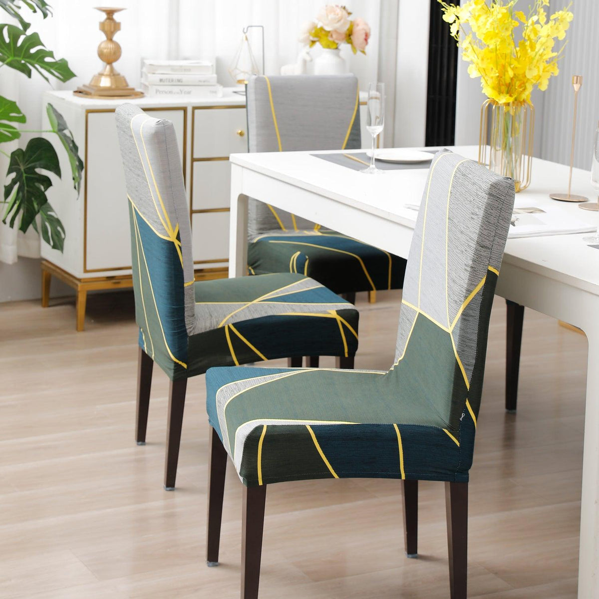 Seaweed Geometric Abstract chair covers for dining chairs