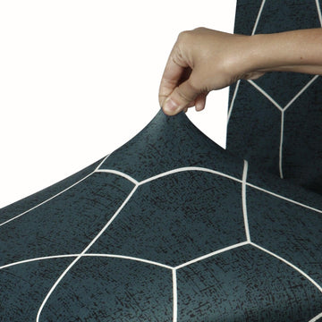 Shadow Grey Pentagon Print stretchable dining chair covers