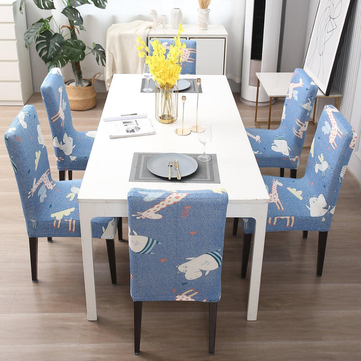 Sky Blue Happy Animals dining chair covers​ Set