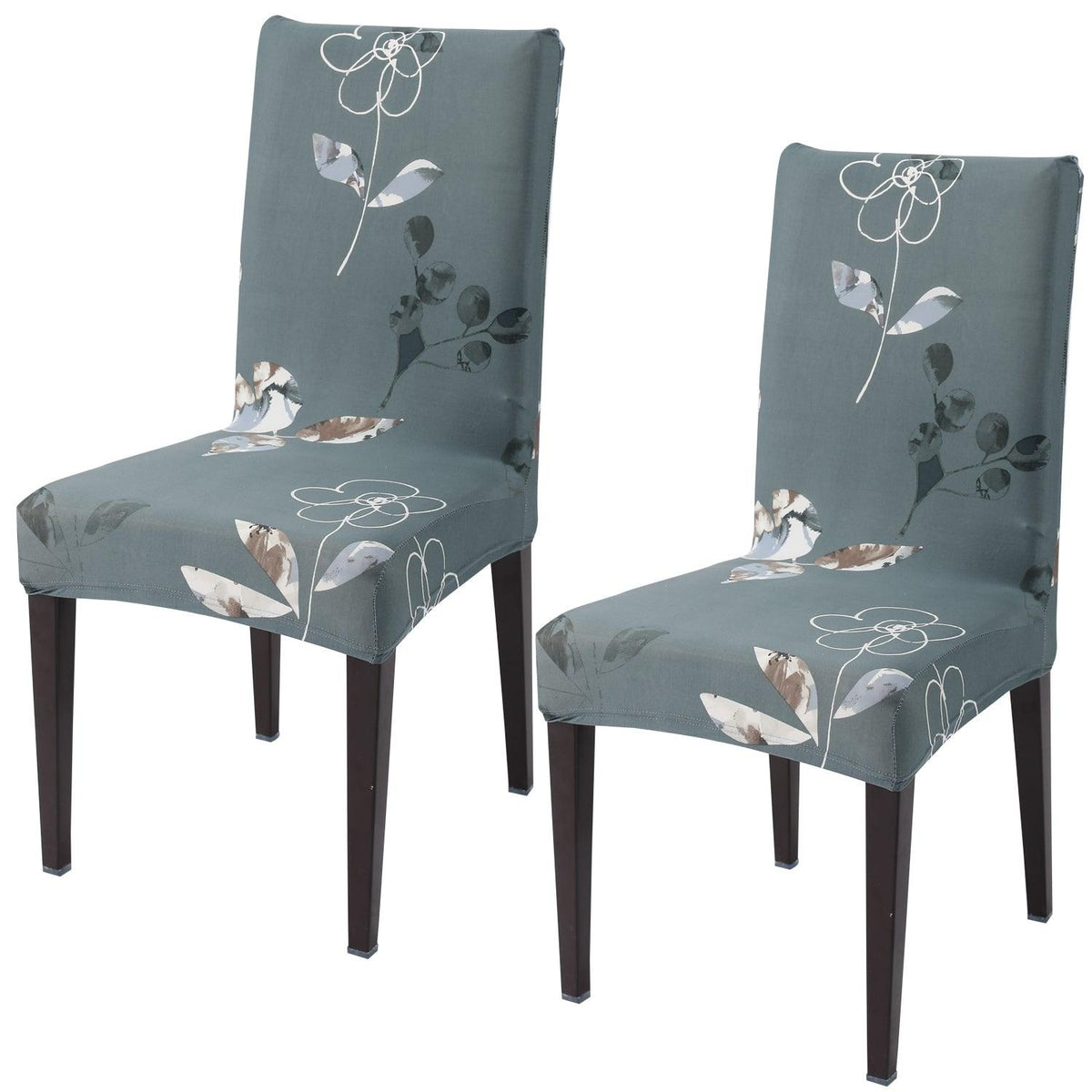 Smokey Grey print elastic chair covers set of 2 | Hokipo