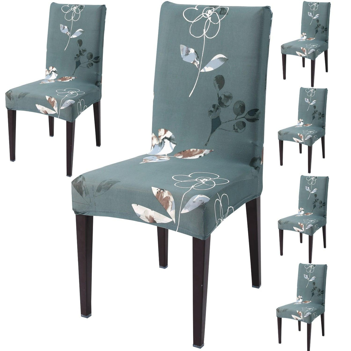 Smokey Grey print dining chair covers set of 6 | Hokipo