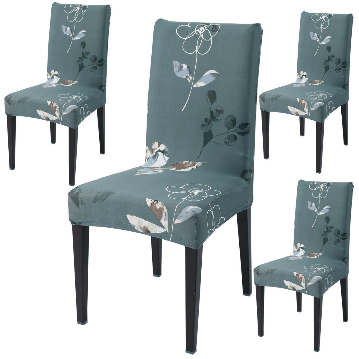 Smokey Grey print dining chair covers set of 4 | Hokipo