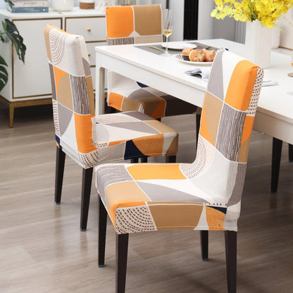 Elastic Stretchable Dining Chair Cover, Square Abstract - HOKIPO | Har Ghar ka Humsafar