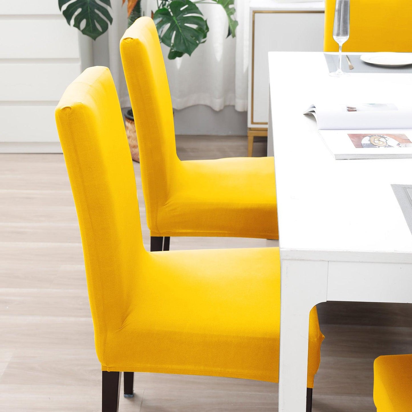 Sunny Yellow Print dining table chair covers