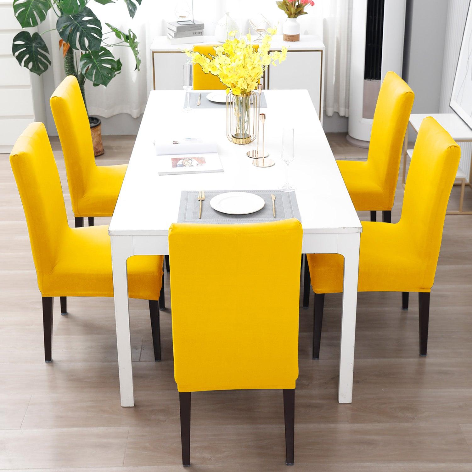 Sunny Yellow Print dining chair covers​ Set