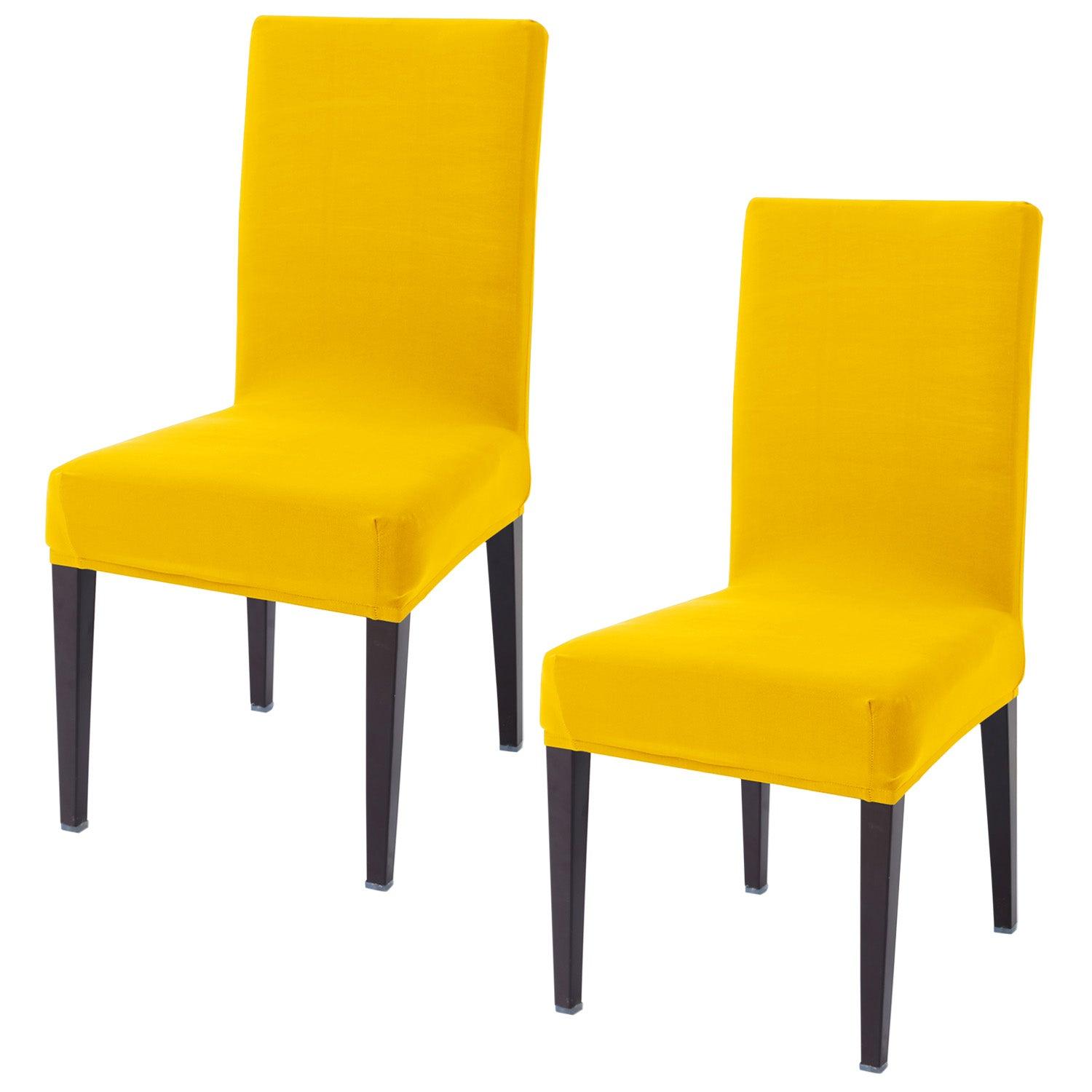 Sunny Yellow Print elastic chair covers set of 2