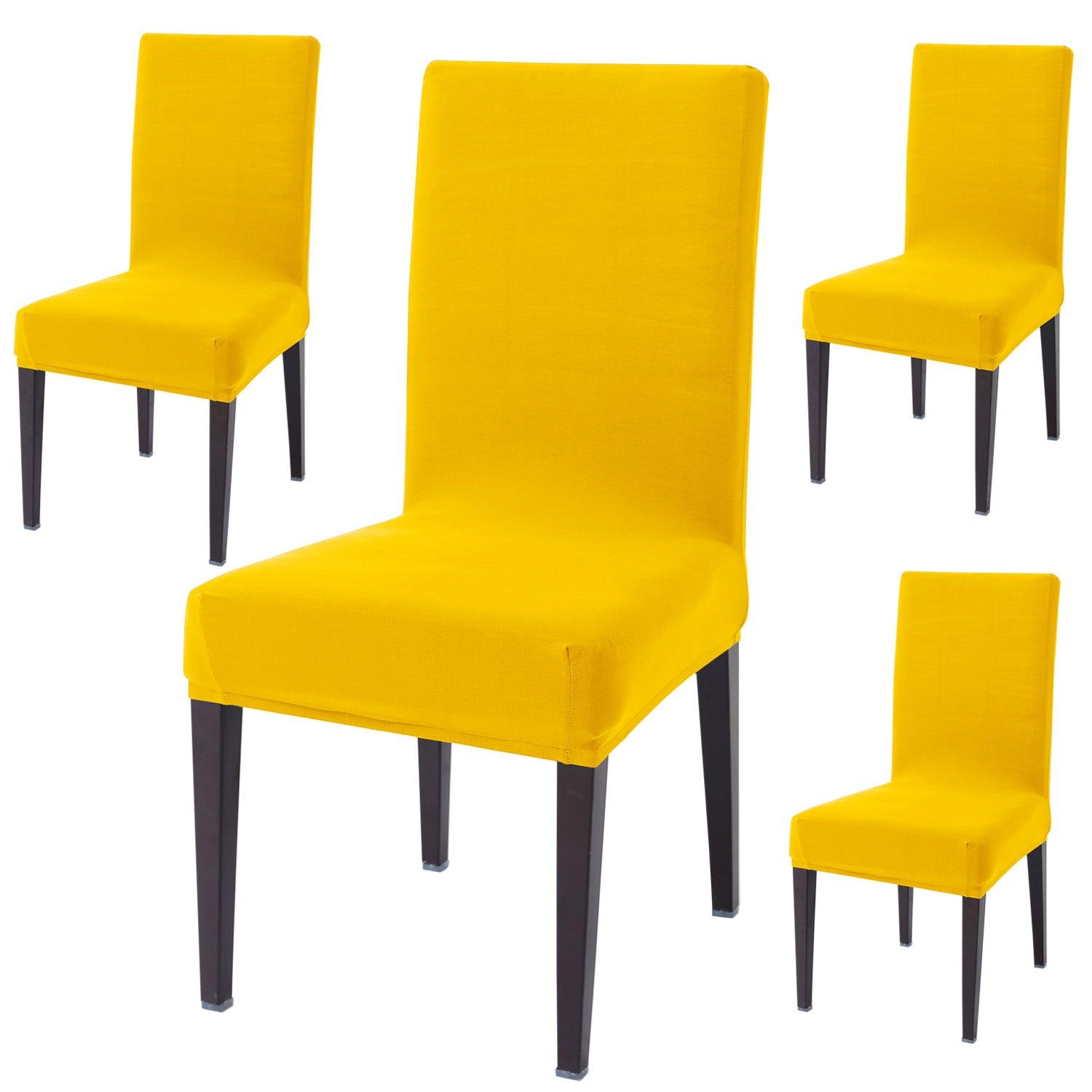 Sunny Yellow Print dining chair covers set of 4