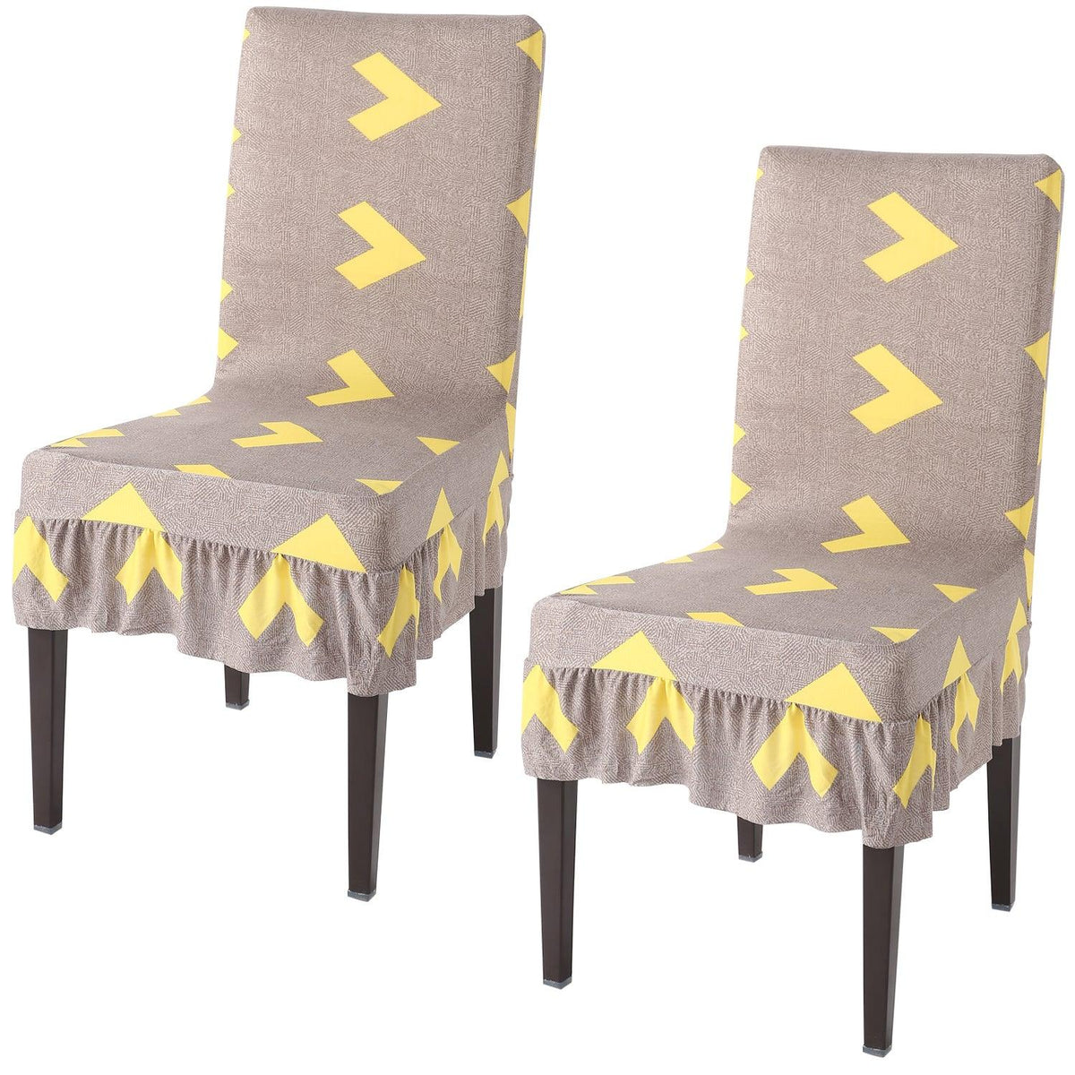 Buy Brown Arrow Chair Cover With Frill - Set Of 2 | HOKIPO