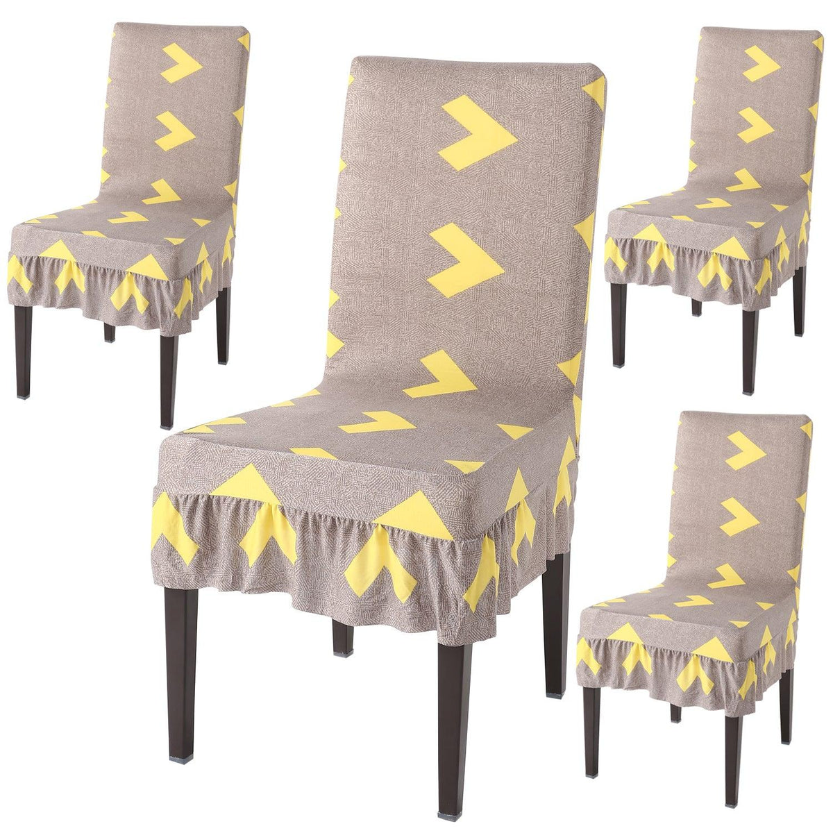 Buy Brown Arrow Chair Cover With Frill - Set Of 4 | HOKIPO