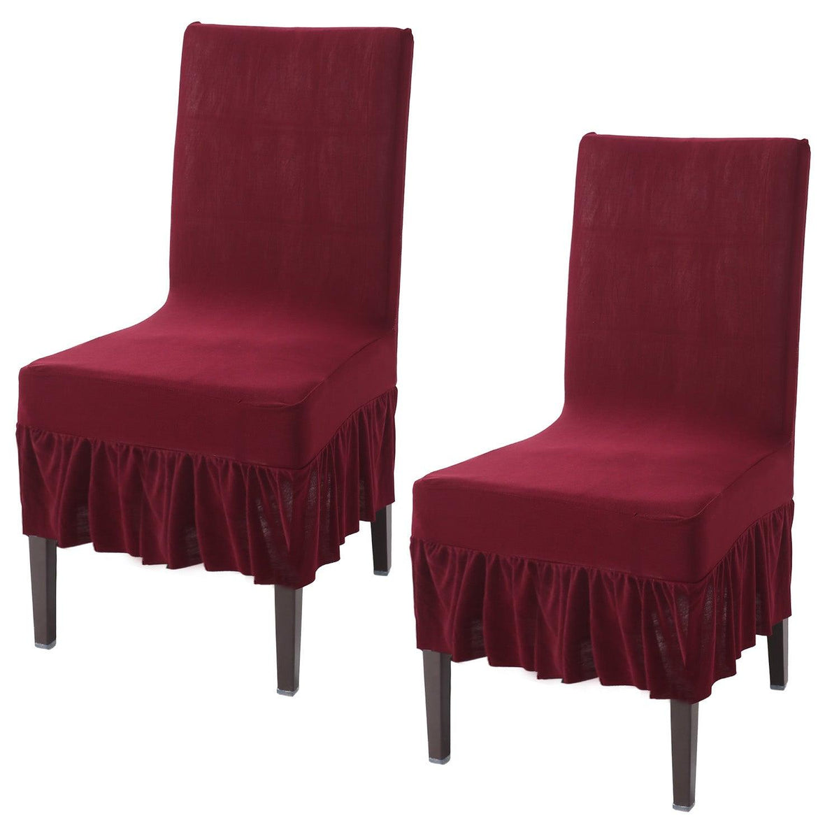 Elastic Stretchable Dining Chair Cover with Frill, Maroon - HOKIPO | Har Ghar ka Humsafar