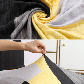 Features of Yellow Geometric Abstract Colour elastic chair cover sets