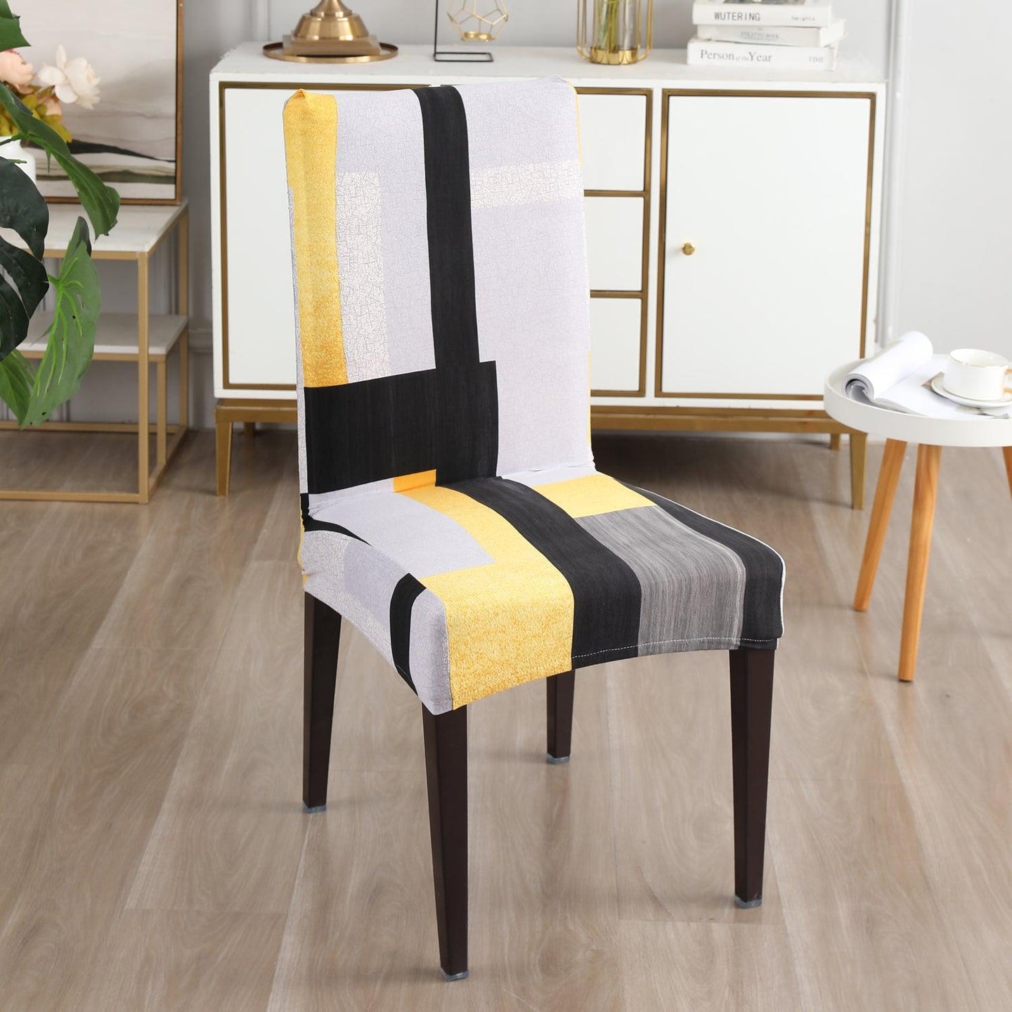Yellow Geometric Abstract chair covers​ Set