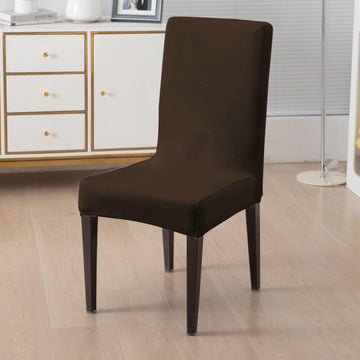 Elastic Stretchable Premium Velvet Dining Chair Cover, Brown - HOKIPO | Har Ghar ka Humsafar