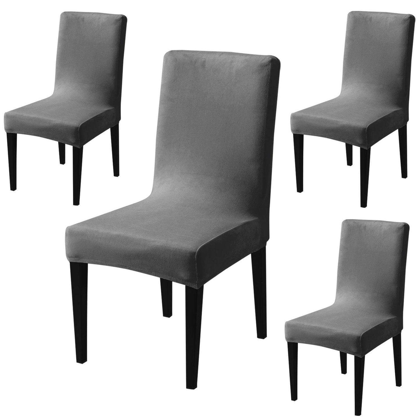 Elastic Stretchable Premium Velvet Dining Chair Cover, Dark Grey - HOKIPO | Har Ghar ka Humsafar