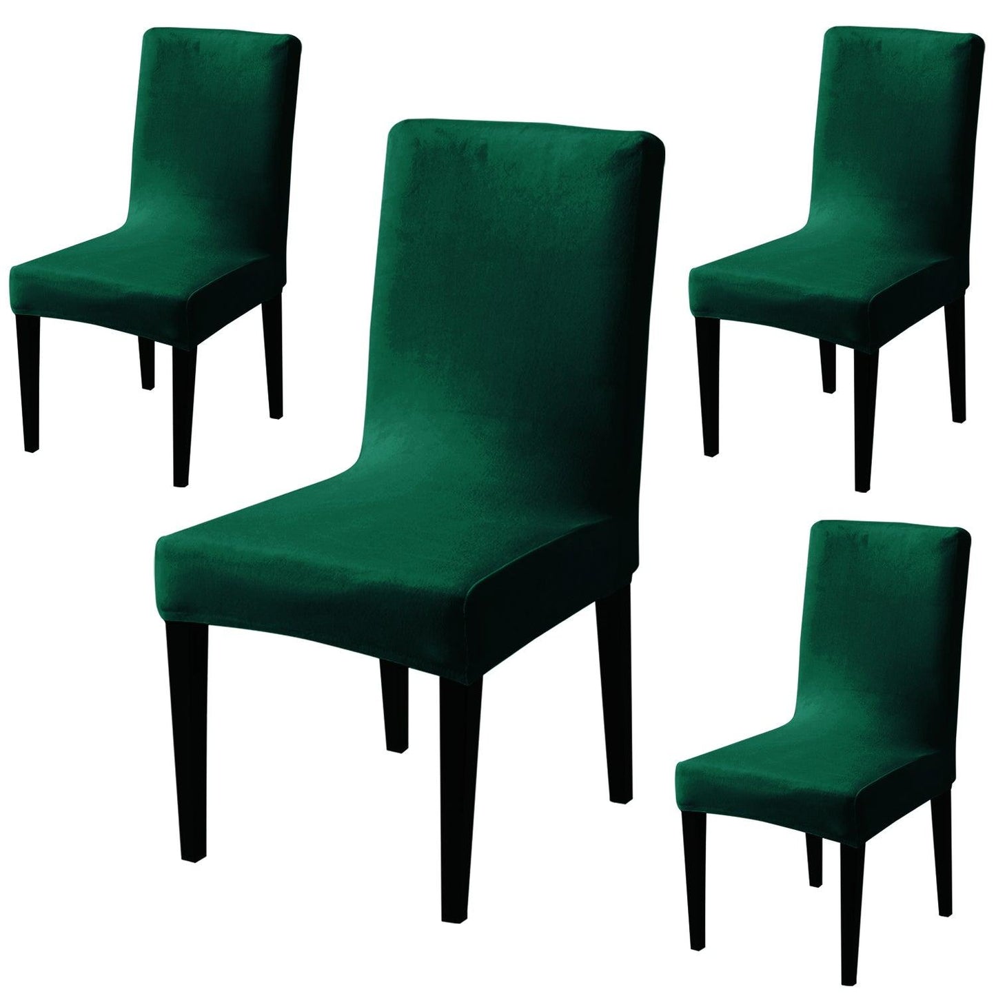 Elastic Stretchable Premium Velvet Dining Chair Cover, Hunter Green - HOKIPO | Har Ghar ka Humsafar