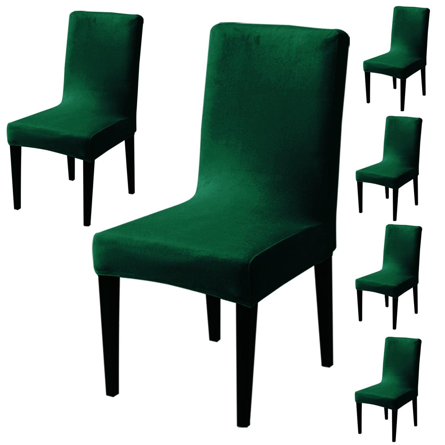 Elastic Stretchable Premium Velvet Dining Chair Cover, Hunter Green - HOKIPO | Har Ghar ka Humsafar