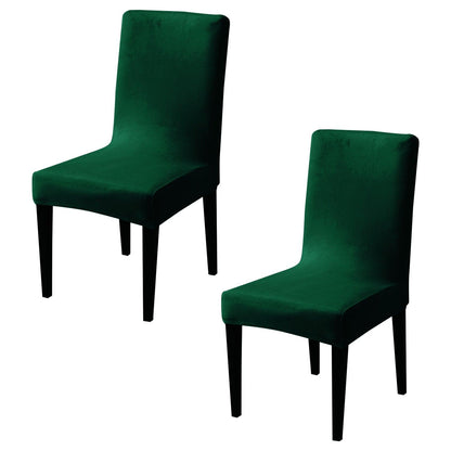 Elastic Stretchable Premium Velvet Dining Chair Cover, Hunter Green - HOKIPO | Har Ghar ka Humsafar