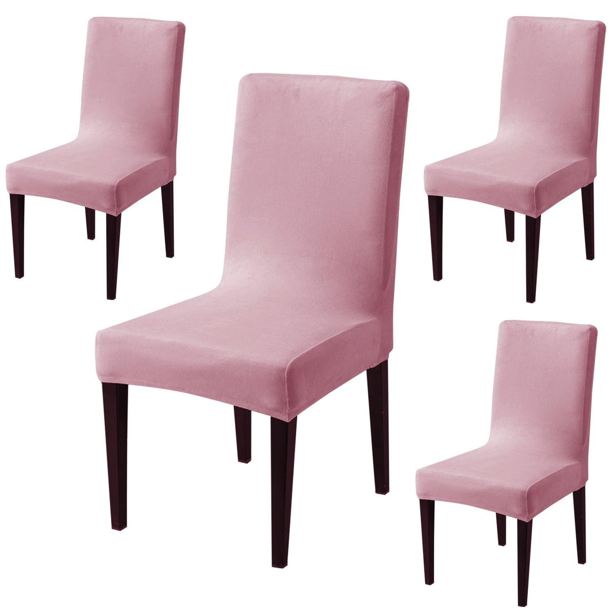 Elastic Stretchable Premium Velvet Dining Chair Cover, Pink - HOKIPO | Har Ghar ka Humsafar