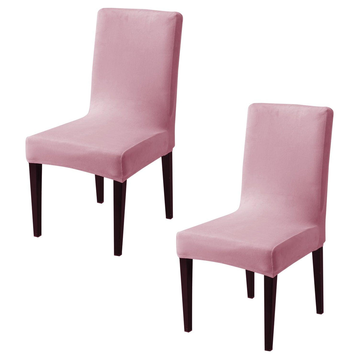 Elastic Stretchable Premium Velvet Dining Chair Cover, Pink - HOKIPO | Har Ghar ka Humsafar