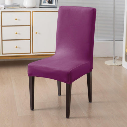 Elastic Stretchable Premium Velvet Dining Chair Cover, Purple - HOKIPO | Har Ghar ka Humsafar