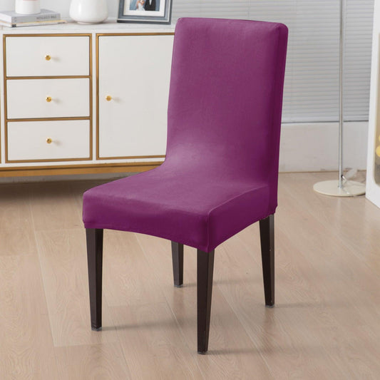 Elastic Stretchable Premium Velvet Dining Chair Cover, Purple - HOKIPO | Har Ghar ka Humsafar