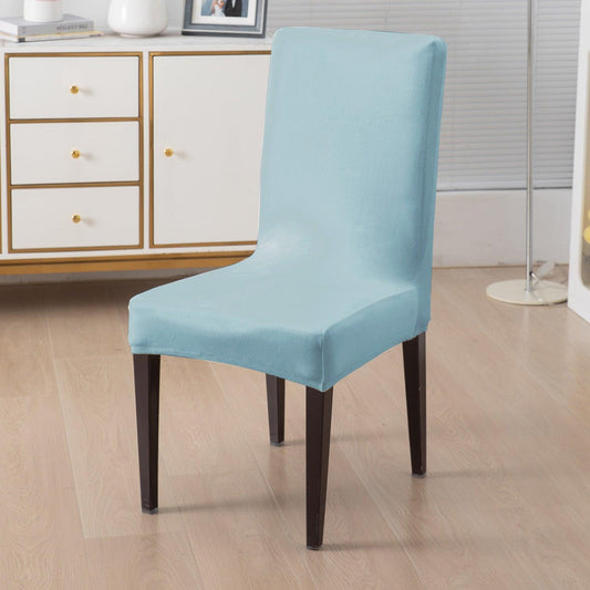 Elastic Stretchable Premium Velvet Dining Chair Cover, Sky Blue - HOKIPO | Har Ghar ka Humsafar