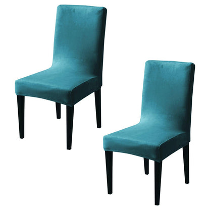 Elastic Stretchable Premium Velvet Dining Chair Cover, Turquoise - HOKIPO | Har Ghar ka Humsafar